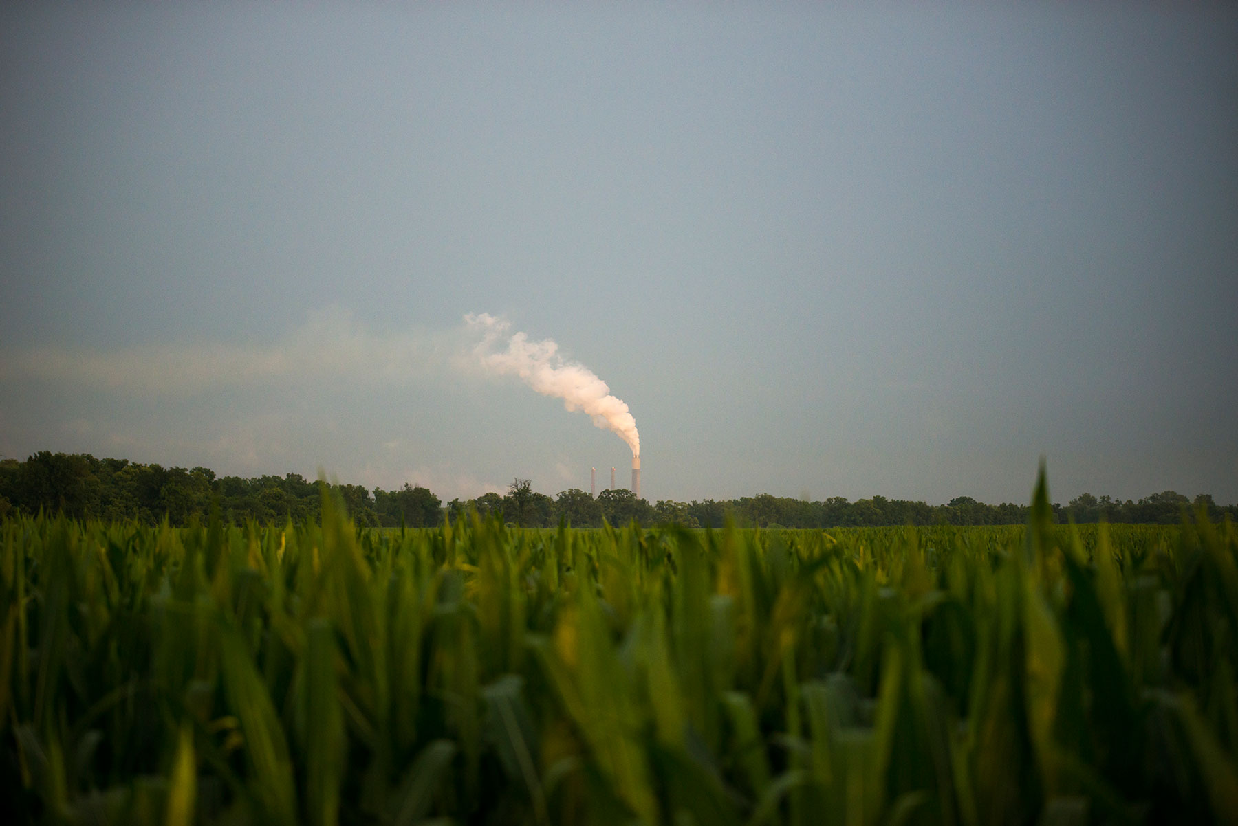 An industrial plant puffs out smoke in Newport, Indiana. It’s the town’s primary employer, but the decline of industry and regulations on coal here have greatly decreased the town’s population and have hit its economy. (Roman Knertser/News21)