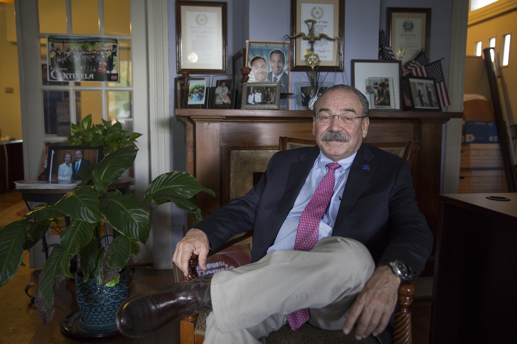 Texas Democratic Party Chairman Gilberto Hinojosa discusses the state’s controversial voter ID law from his office in Brownsville on June 29. The law was diluted in August after a federal judge ruled that it violated parts of the Voting Rights Act. (Pinar Istek/News21)